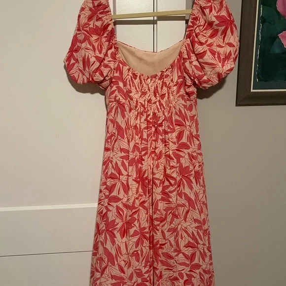 Floral Pink pattern Puff Sleeve Dress - Picture 4 of 5